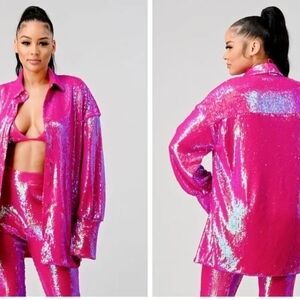 Vibrant Pink Sequin Set
